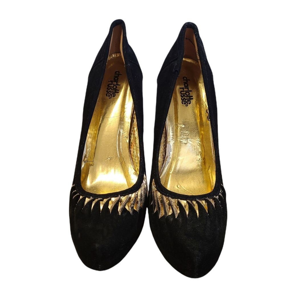 Charlotte Russe Black Velvet Heels sz 7